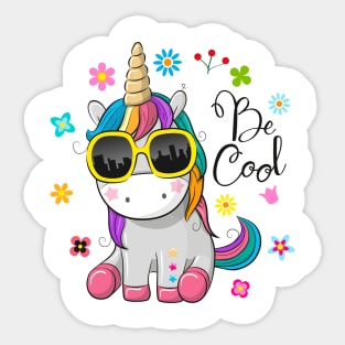 Cute unicorn with sunglasses. Very beautiful design for kids. Sticker